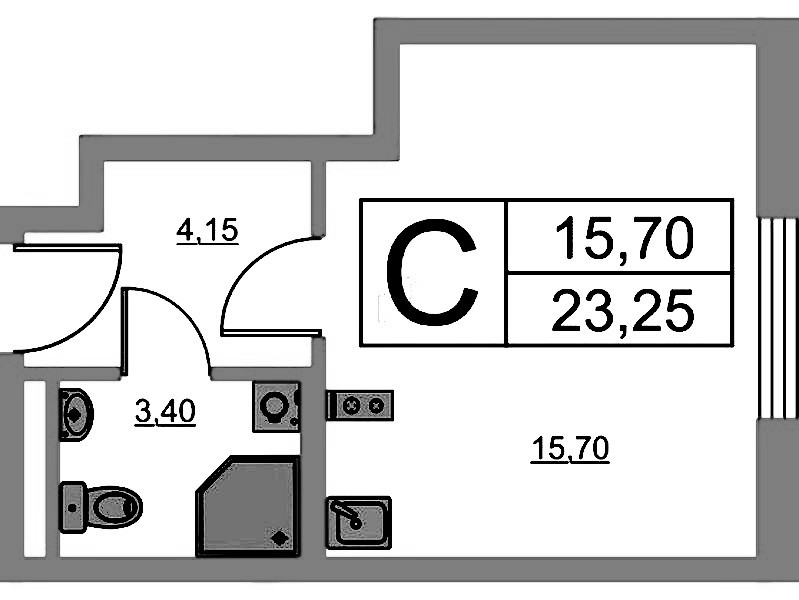 Квартира студия 23.25 м², 3/16 эт., ЖК «Avenue Apart Pulkovo»